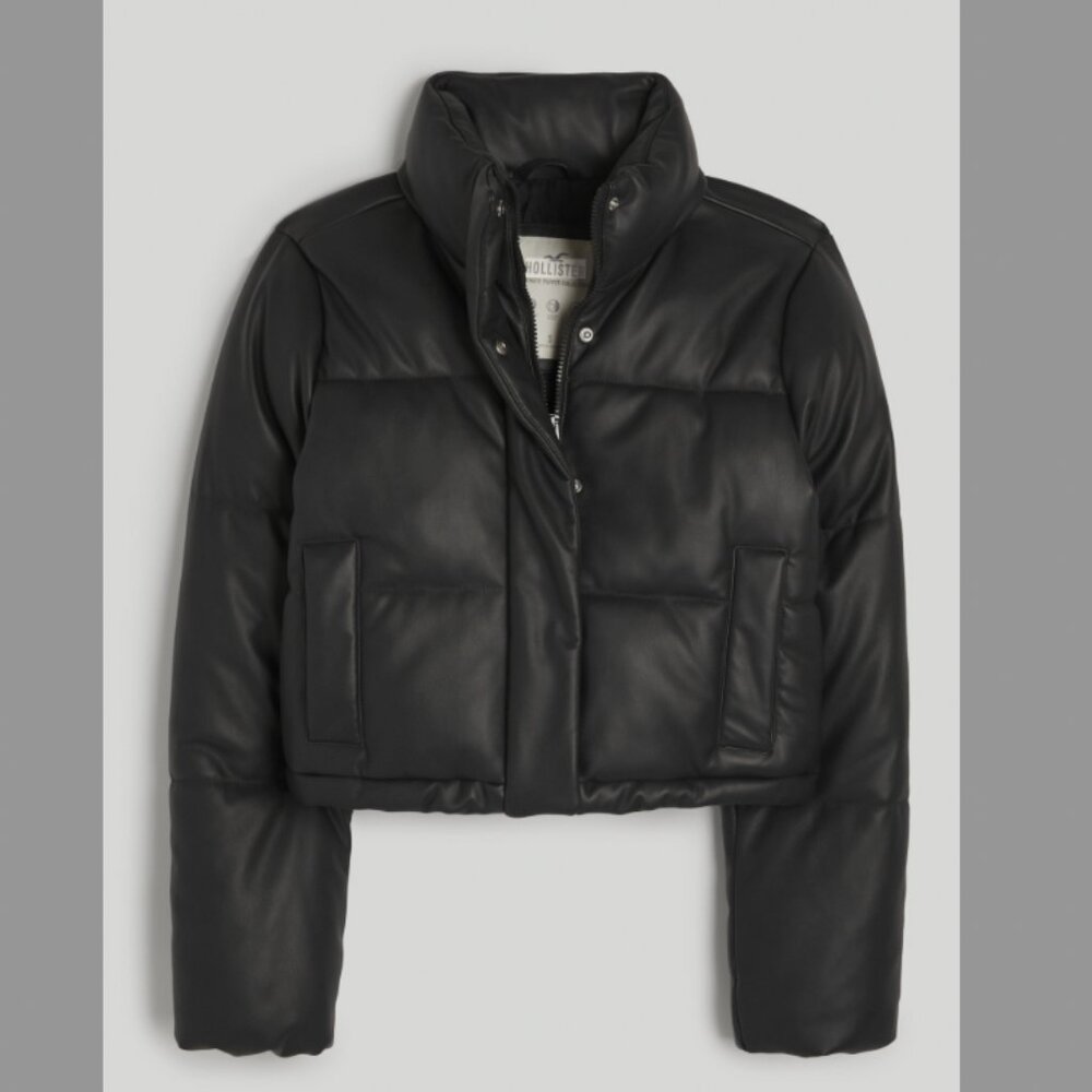 Hollister Vegan Leather Mini Puffer Jacket - Medium